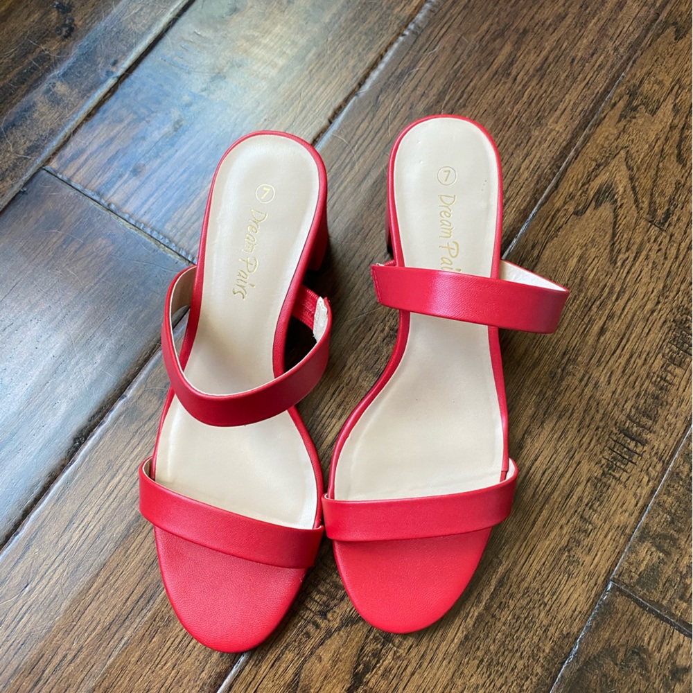Dream Pairs, red, 2” heels, size 7